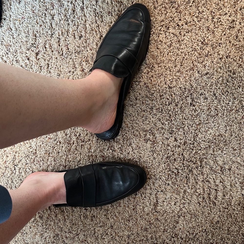 Charles David Black Leather Slip-On Loafers